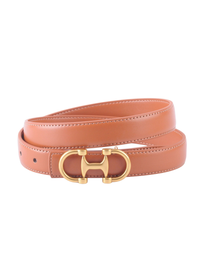 Stitched Clean Leather Belt with Horsebit Buckle