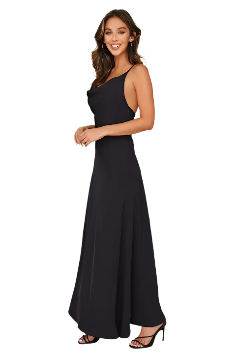 Cowl Neck Spaghetti Strap Gown