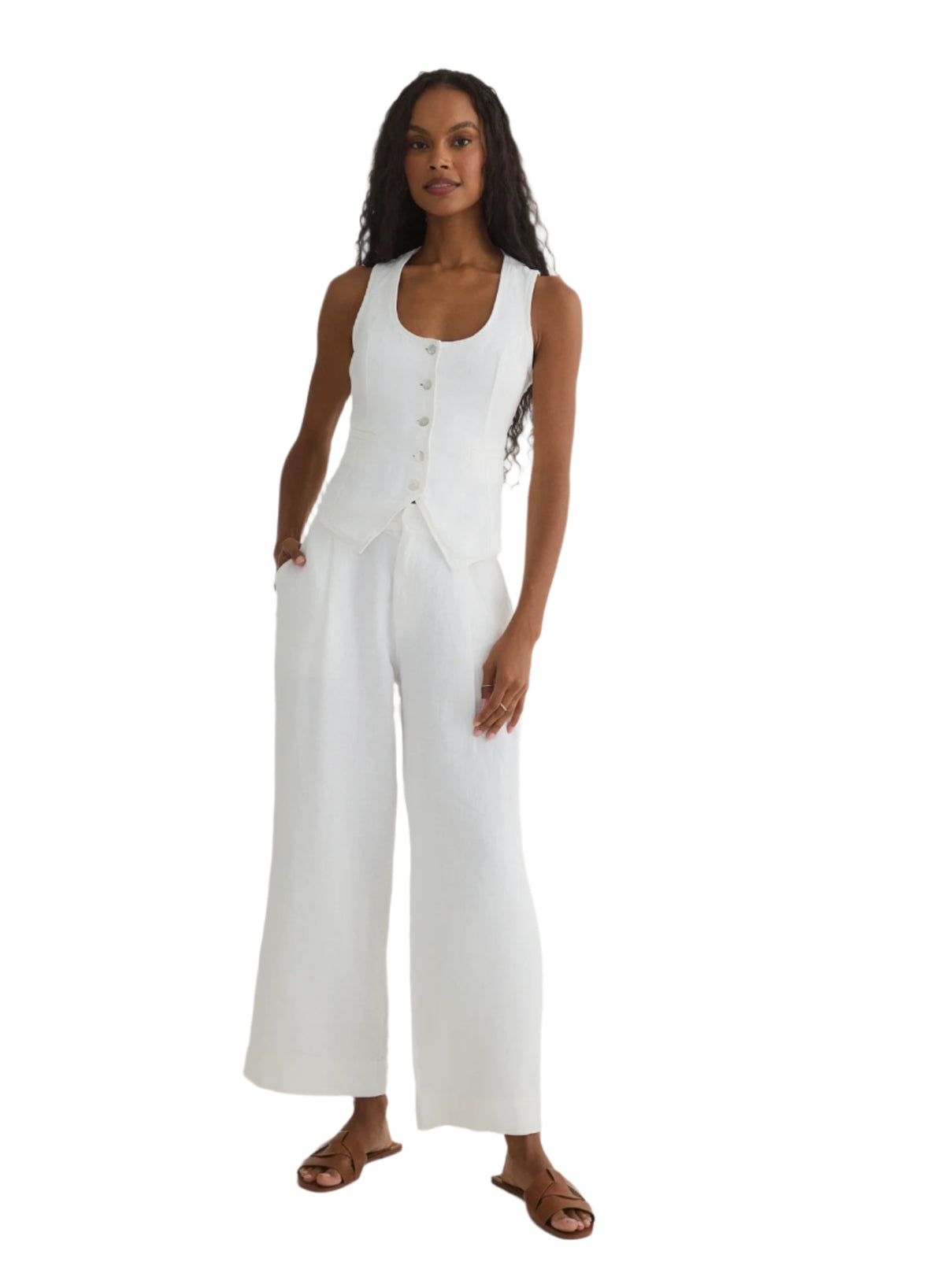 Pleated Wide Leg Ankle Pant