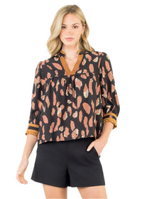 Eyelet Detailed Print Top