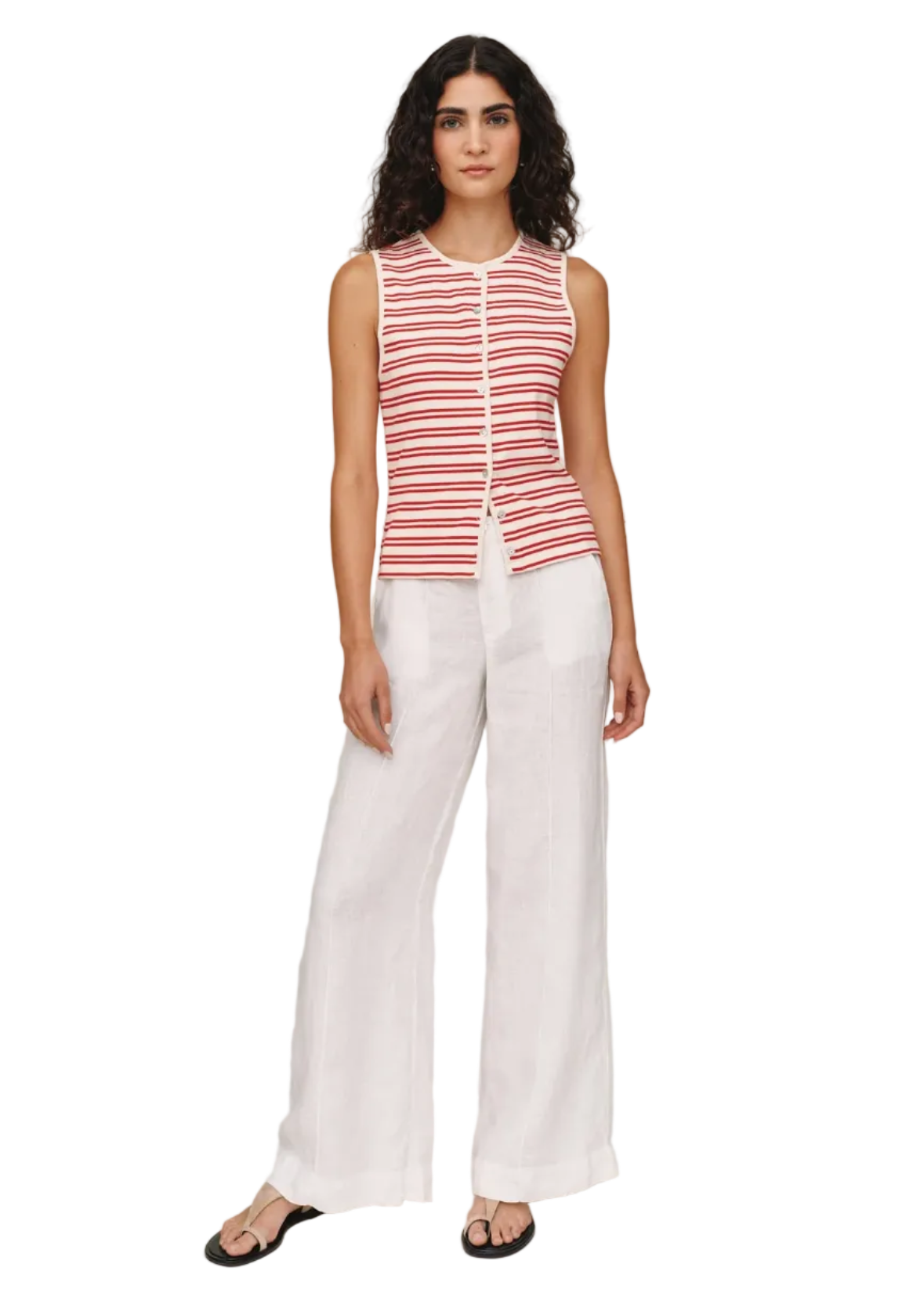 Sleeveless Fitted Button Down Top