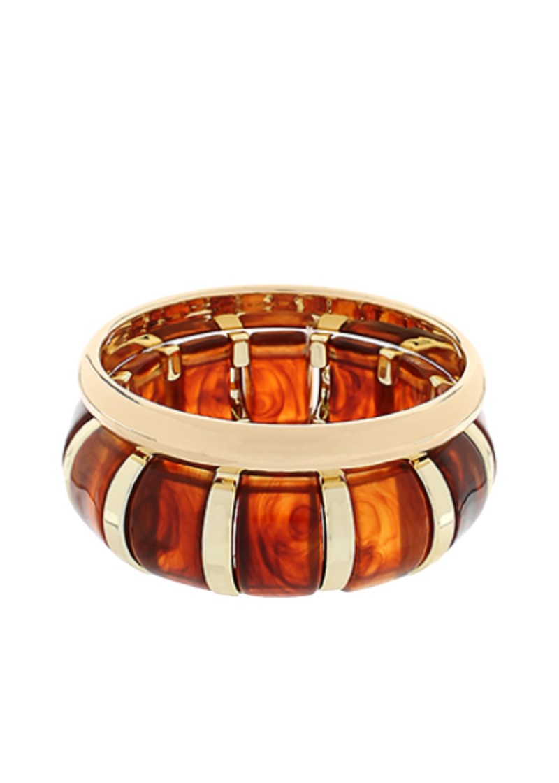 2 Row Marble & Metal Station Bracelet