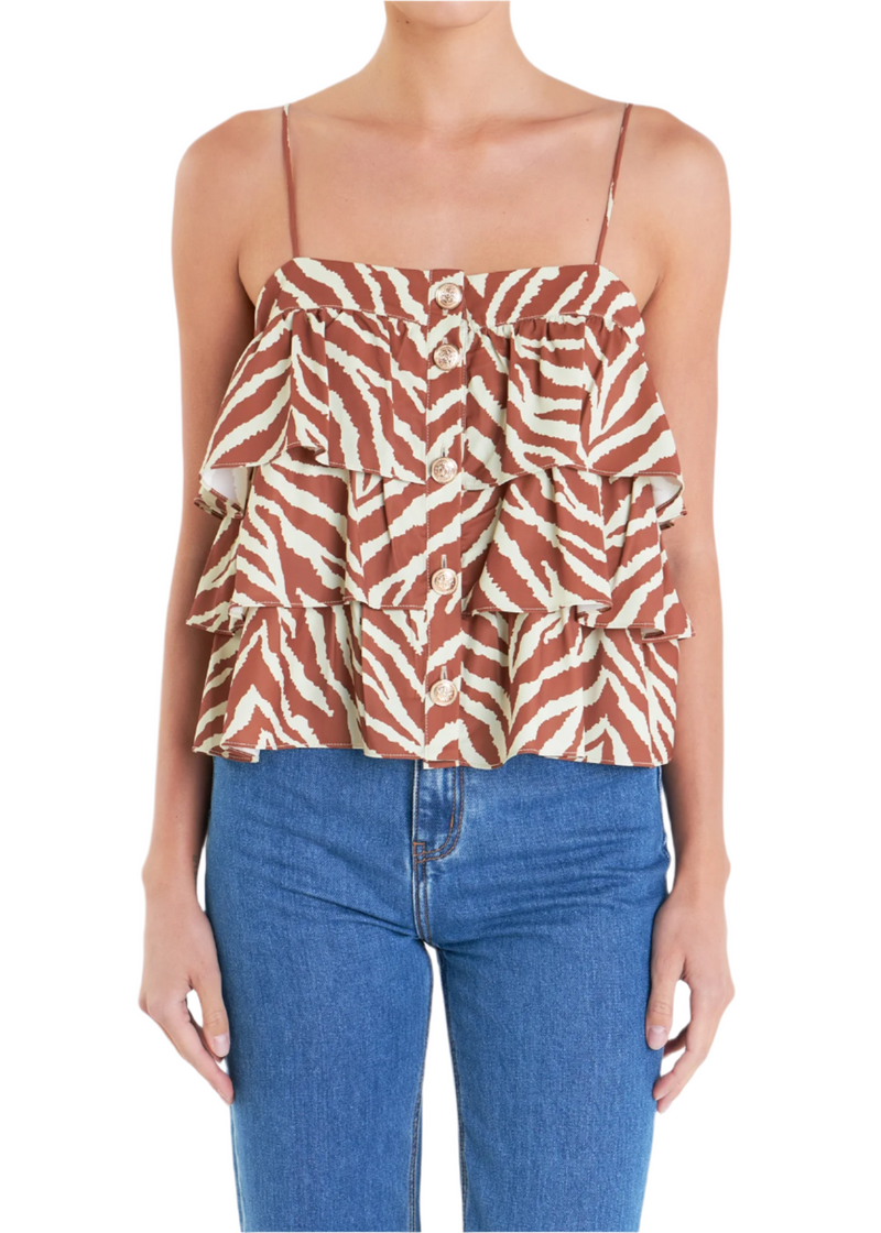 Zebra Print Sleeveless Top