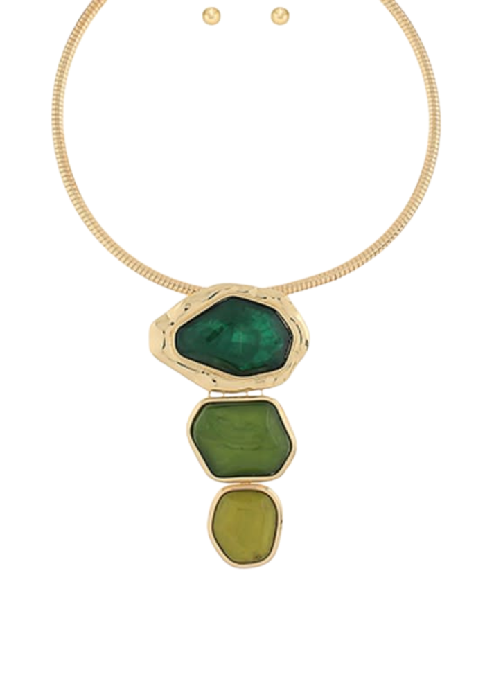 3 Geometric Charm Omega Necklace Set