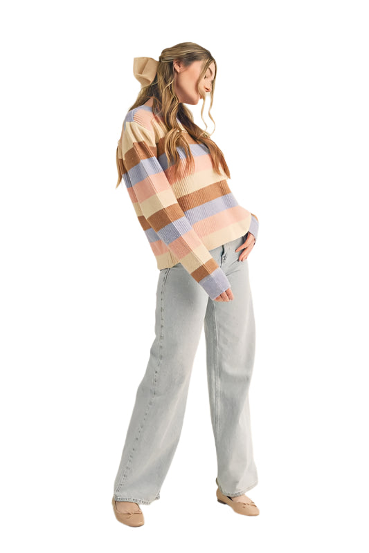 Stripe Color Block Pullover Sweater