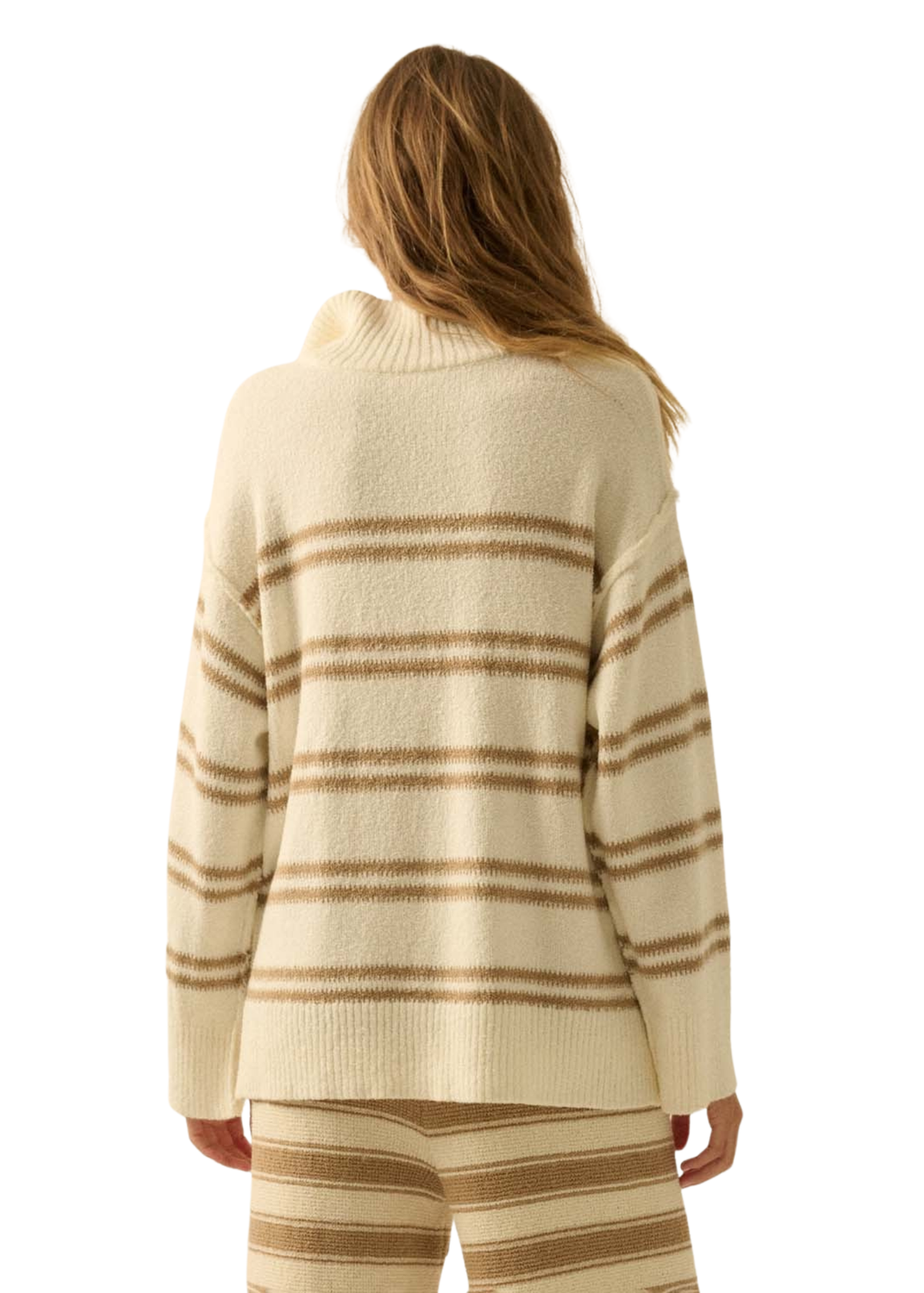 Striped Knit Quarter-Zip Sweater