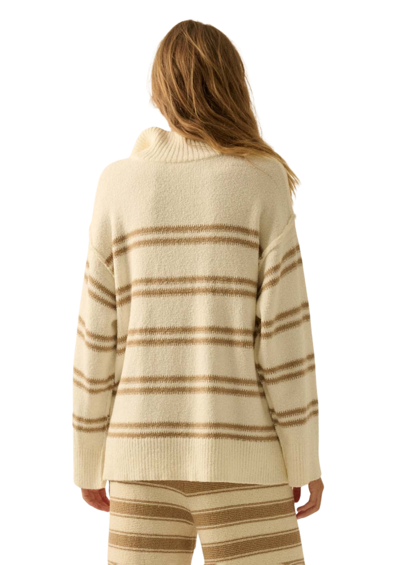 Striped Knit Quarter-Zip Sweater