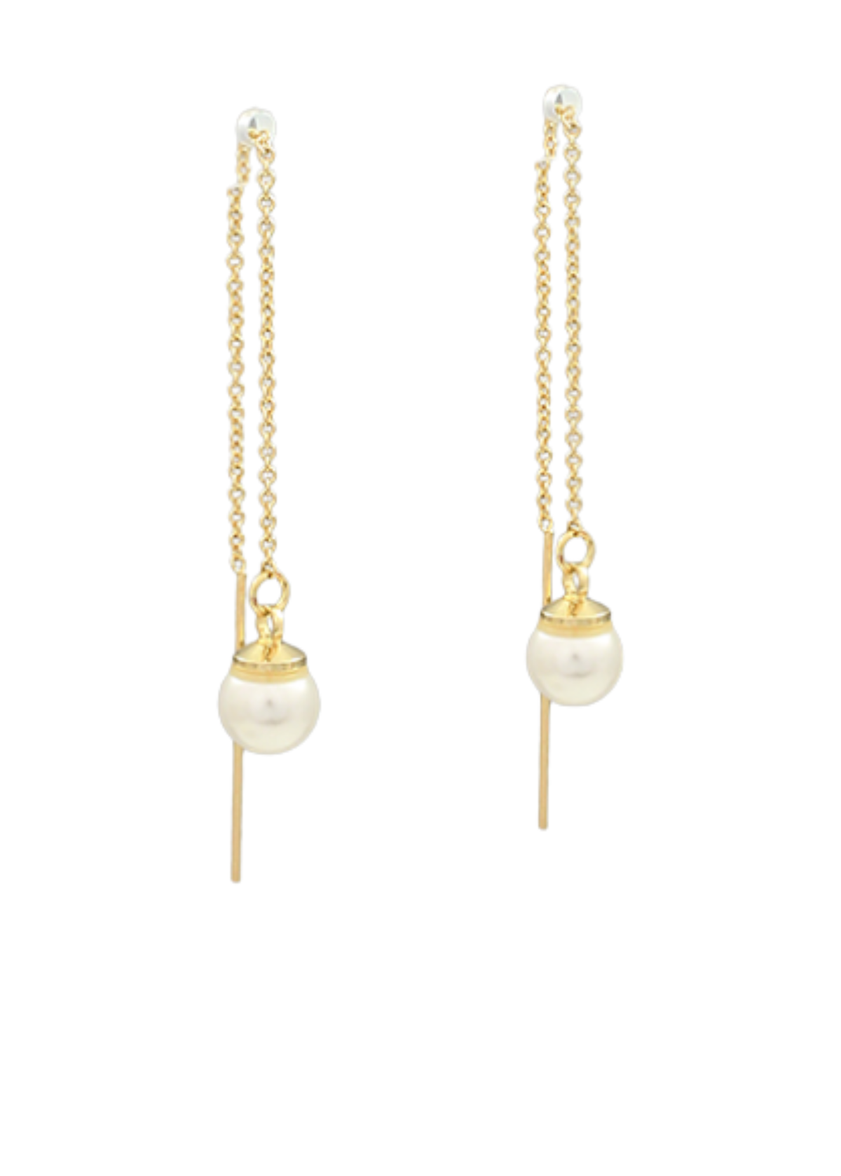 Chain Threader Pearl Drop Earrings
