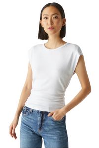 Joni Crew Neck Power Shoulder Top