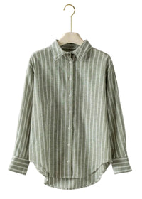 Linen Stripe Button-Up Shirt