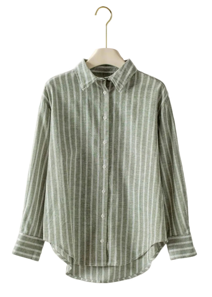 Linen Stripe Button-Up Shirt
