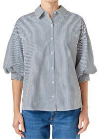 Elevated Striped Button Down Top