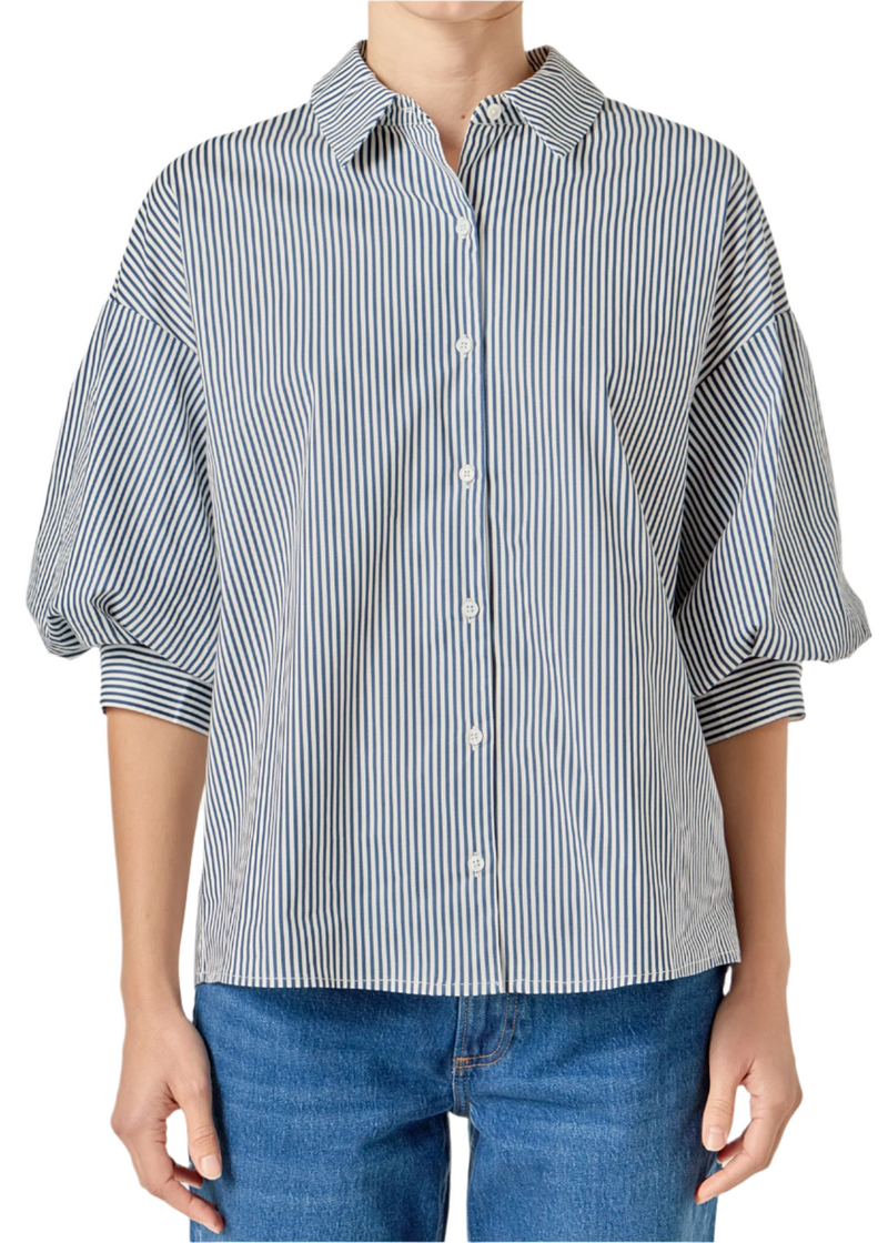 Elevated Striped Button Down Top
