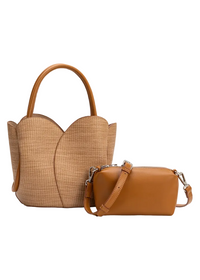 Tulip Raffia Top Handle Bag (with Pouch)
