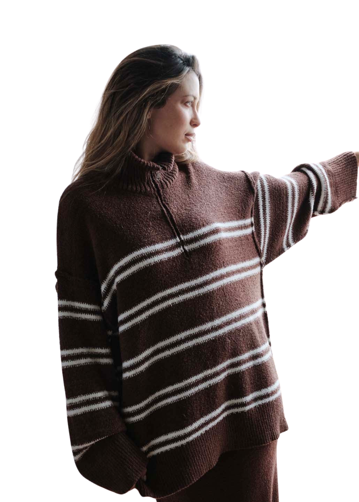 Striped Knit Quarter-Zip Sweater