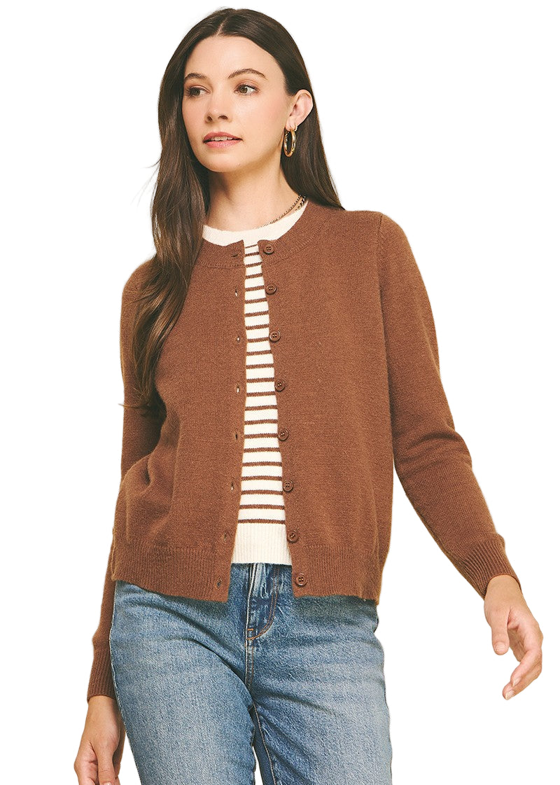 Striped Knit & Cardigan Combo Sweater