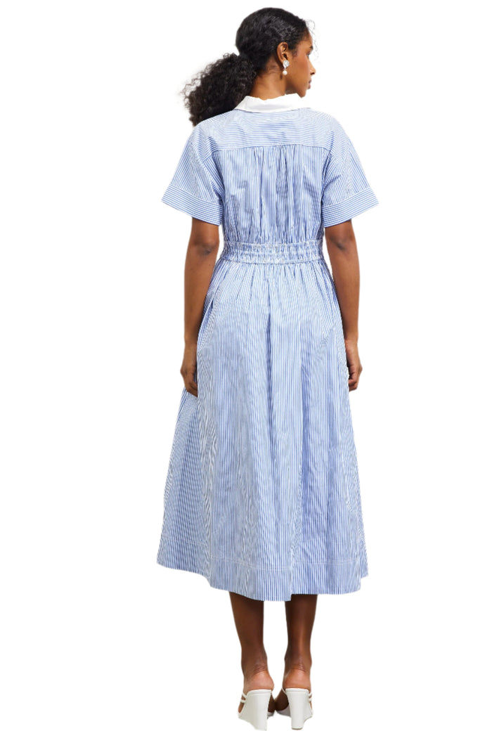 Button Down Smocked Waist Midi Dress