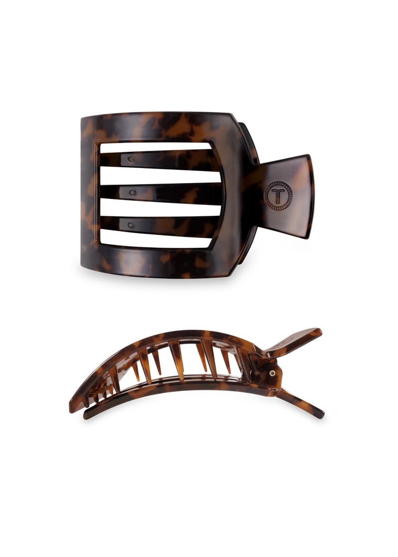 Tortoise Medium Flat Square Clip