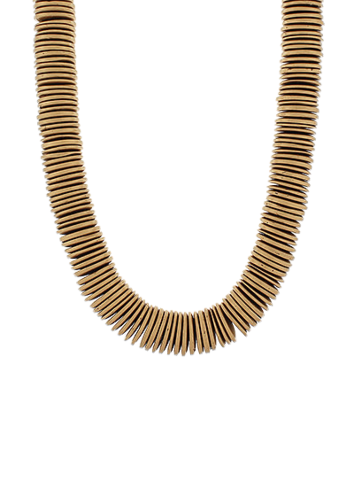 Wood Disk Bead Necklace w/ Charm