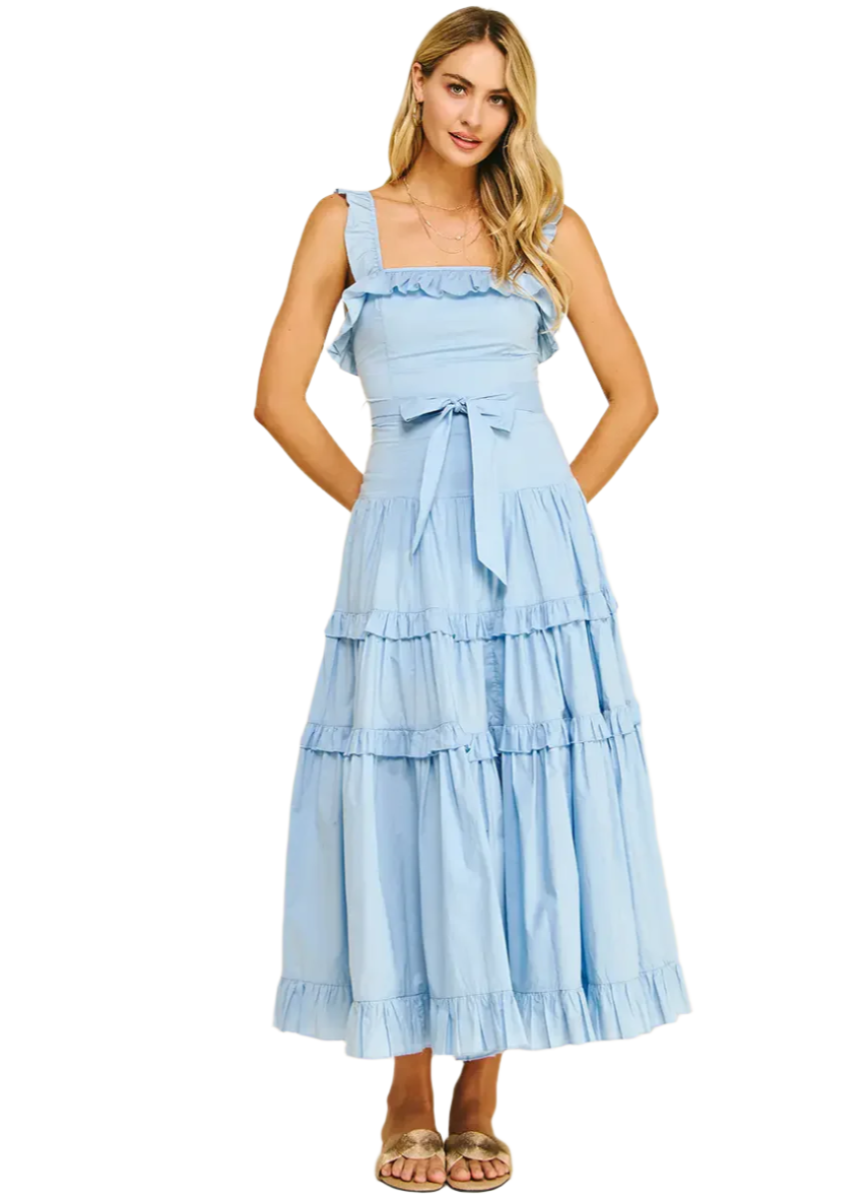 Ruffled Detail Tiered Maxi Dress