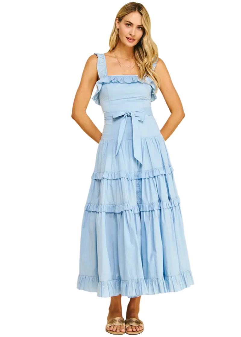 Ruffled Detail Tiered Maxi Dress