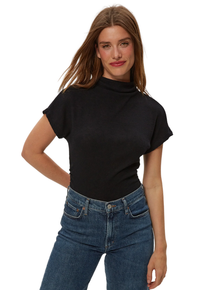 Lara Ribbed Mock Neck Top
