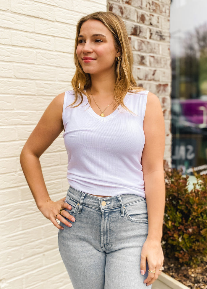 Sofie Cropped V-Neck Tank